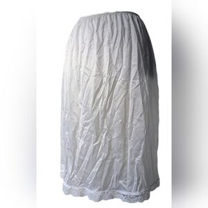 Vintage Deena Sz L 1980s 1990s White Nylon Half Slip With Lace